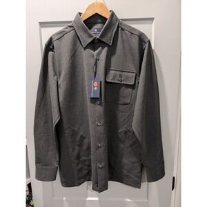 NWT $150 Hart Schaffner Marx Mens Gray Button Down Shirt Jacket Sz L Long Sleeve